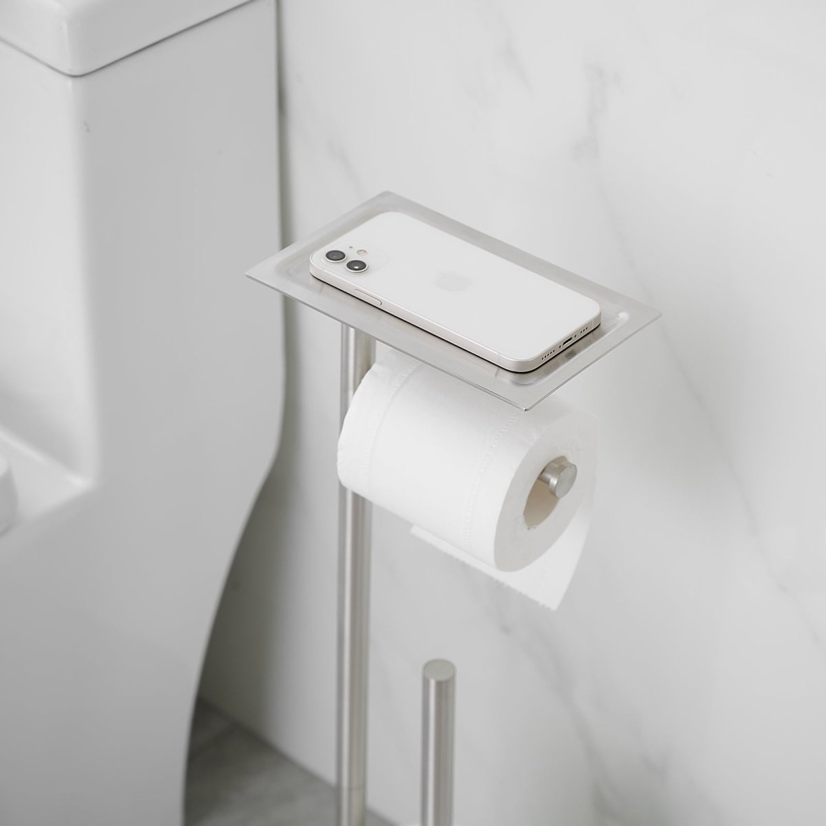 Round Free Standing Toilet Paper Holder in Brushed Nickel - buyfaucet.com