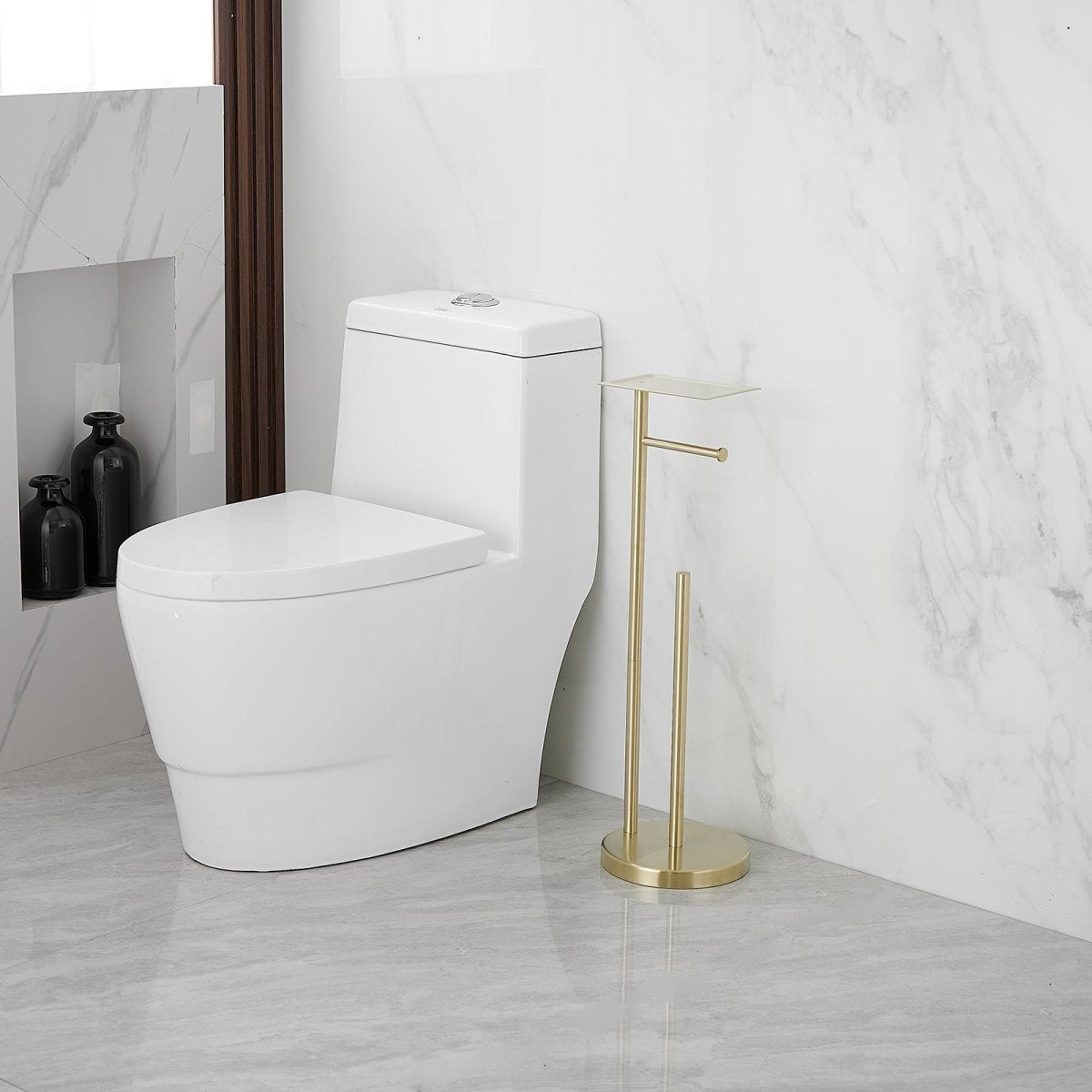 Round Freestanding Bathroom Paper Holder in Brushed Gold - buyfaucet.com