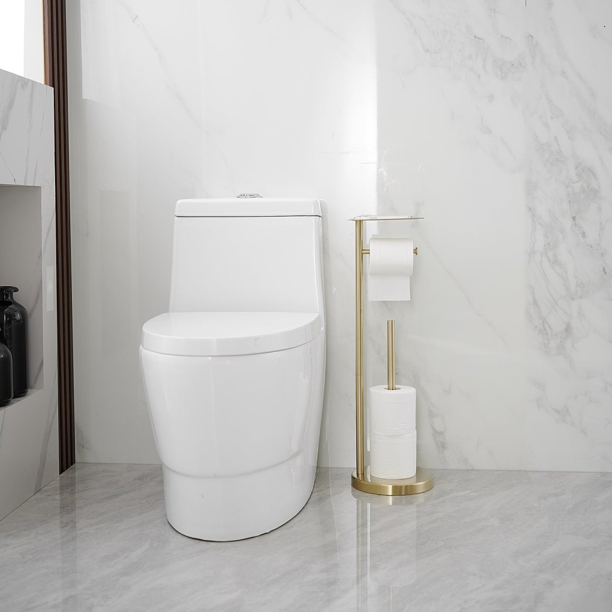 Round Freestanding Bathroom Paper Holder in Brushed Gold - buyfaucet.com