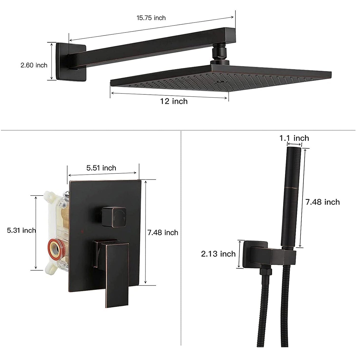 Shower Faucet Fixture Set with 2 in 1 Handheld Shower Bronze - buyfaucet.com