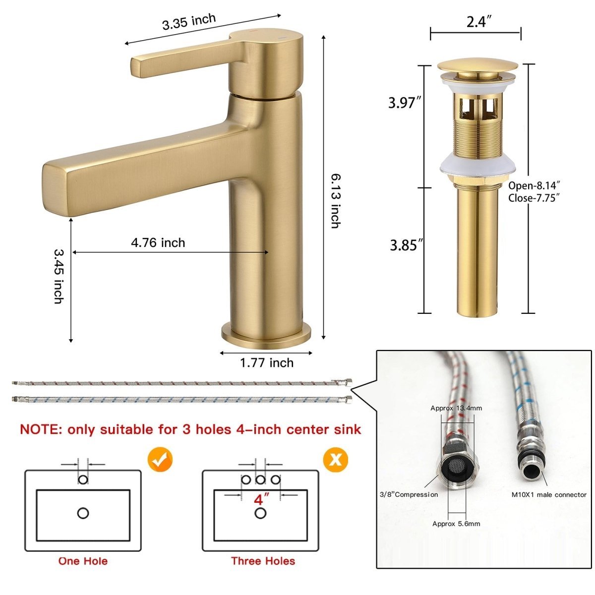 Single Handle Bathroom Faucet Drip-Free Faucet Brushed Gold-1 - buyfaucet.com