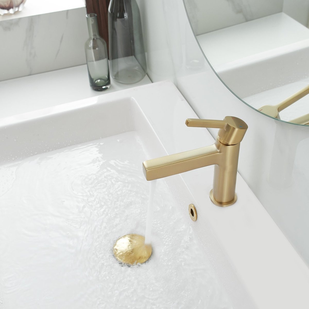 Single Handle Bathroom Faucet Drip-Free Faucet Brushed Gold-1 - buyfaucet.com