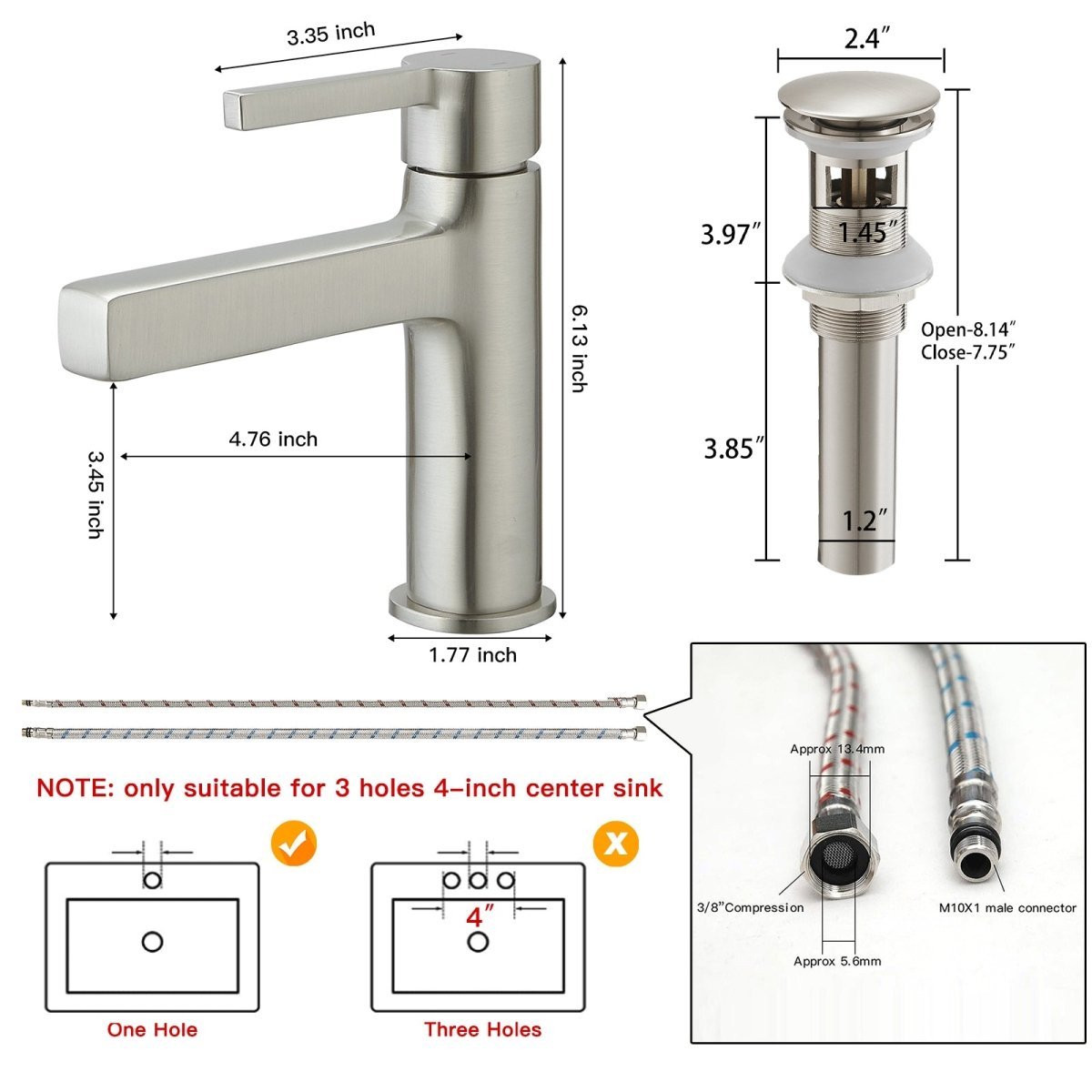 Single Handle Bathroom Faucet Drip-Free Faucet Brushed Nickel-1 - buyfaucet.com