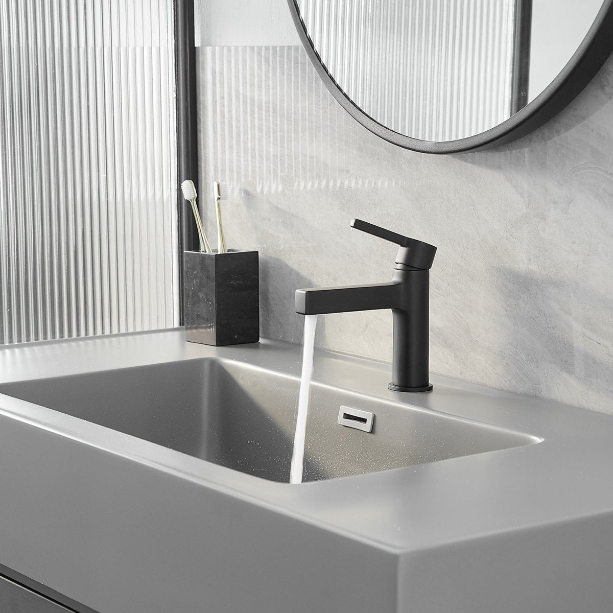 Single Handle Bathroom Faucet Drip-Free Faucet Matte Black - buyfaucet.com