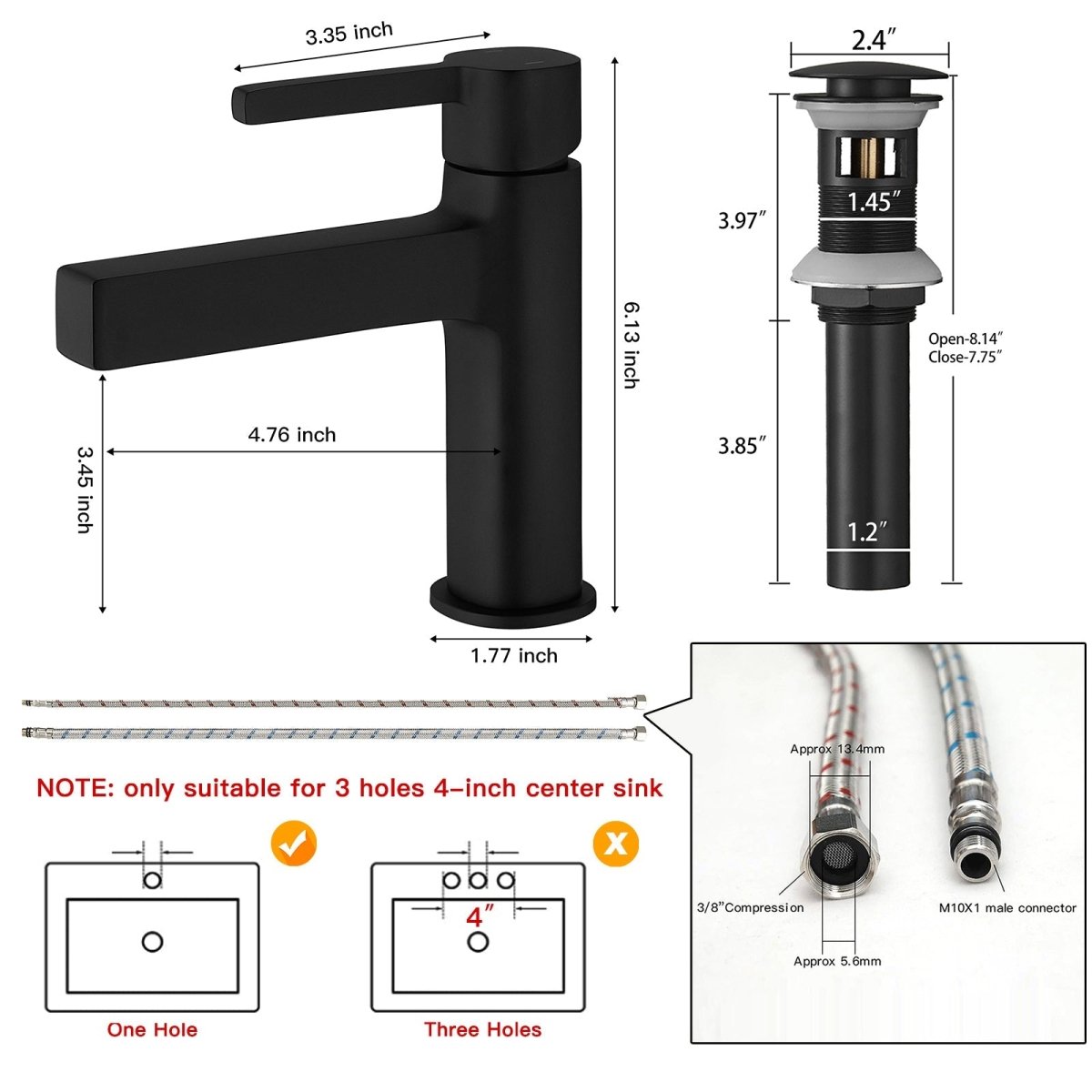 Single Handle Bathroom Faucet Drip-Free Faucet Matte Black - buyfaucet.com