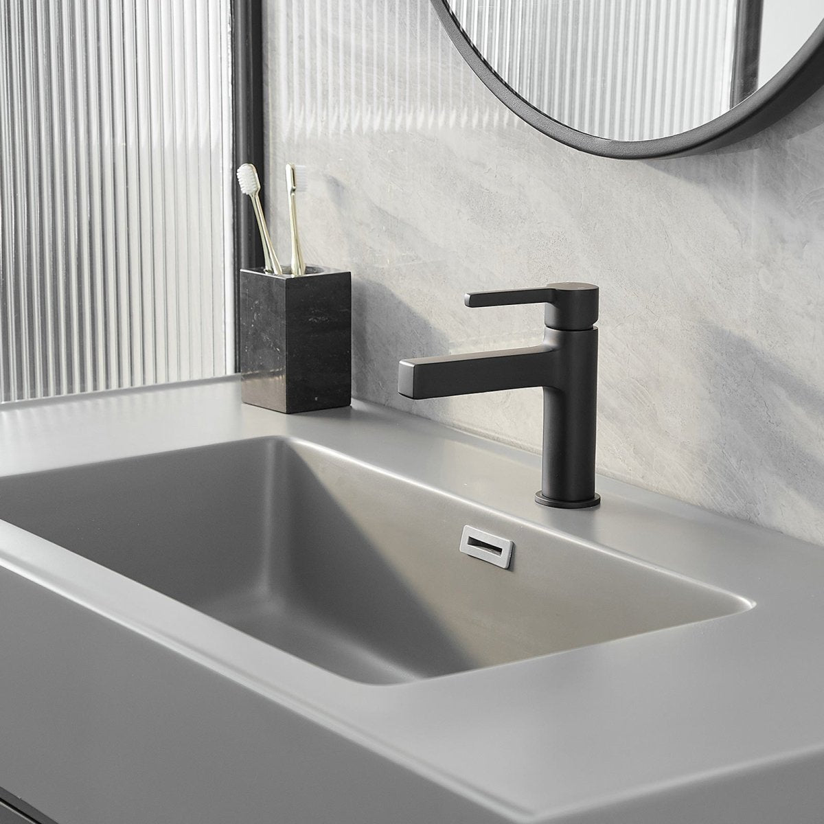 Single Handle Bathroom Faucet Drip-Free Faucet Matte Black - buyfaucet.com