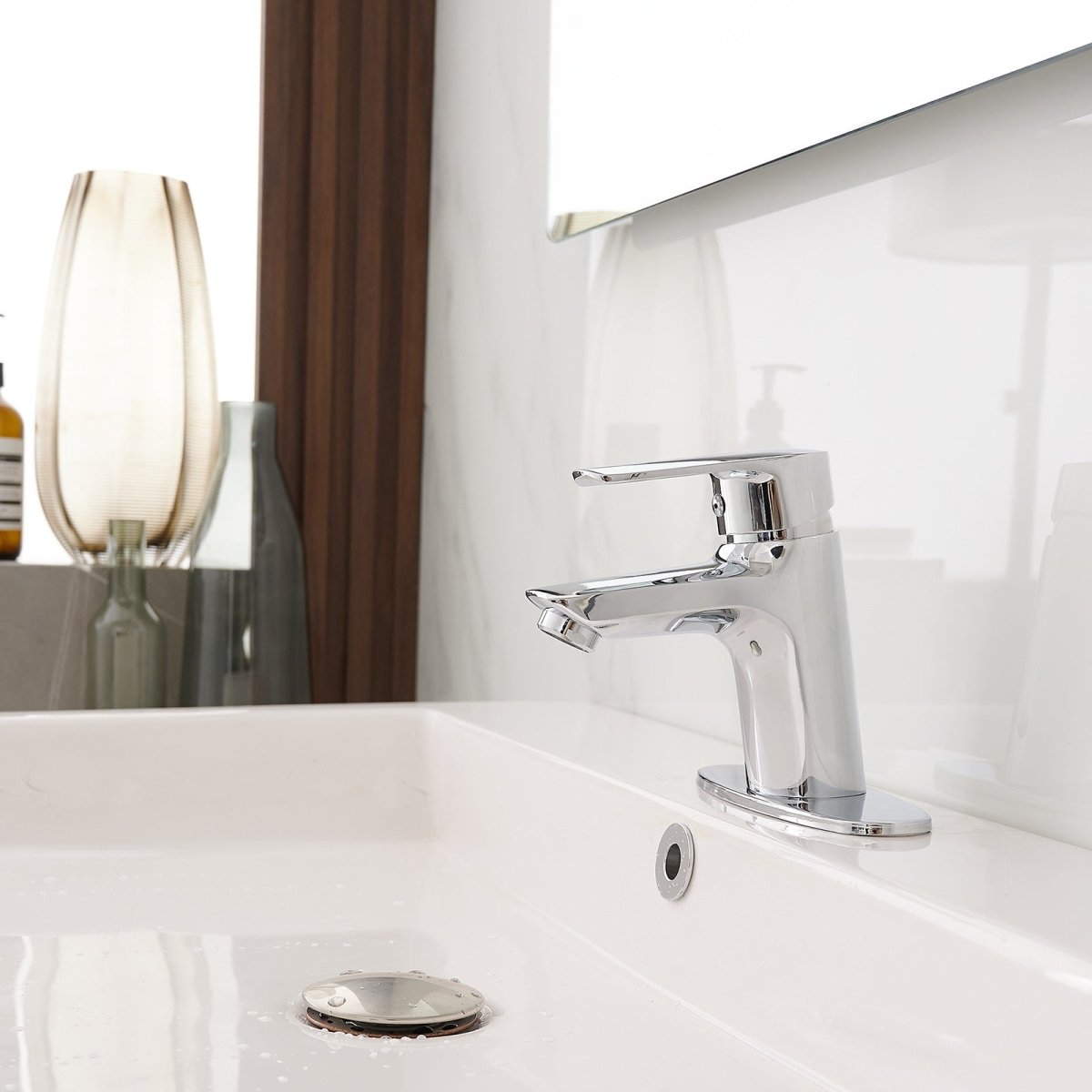 Single Handle Bathroom Faucet Vanity Faucet Polished Chrome - buyfaucet.com
