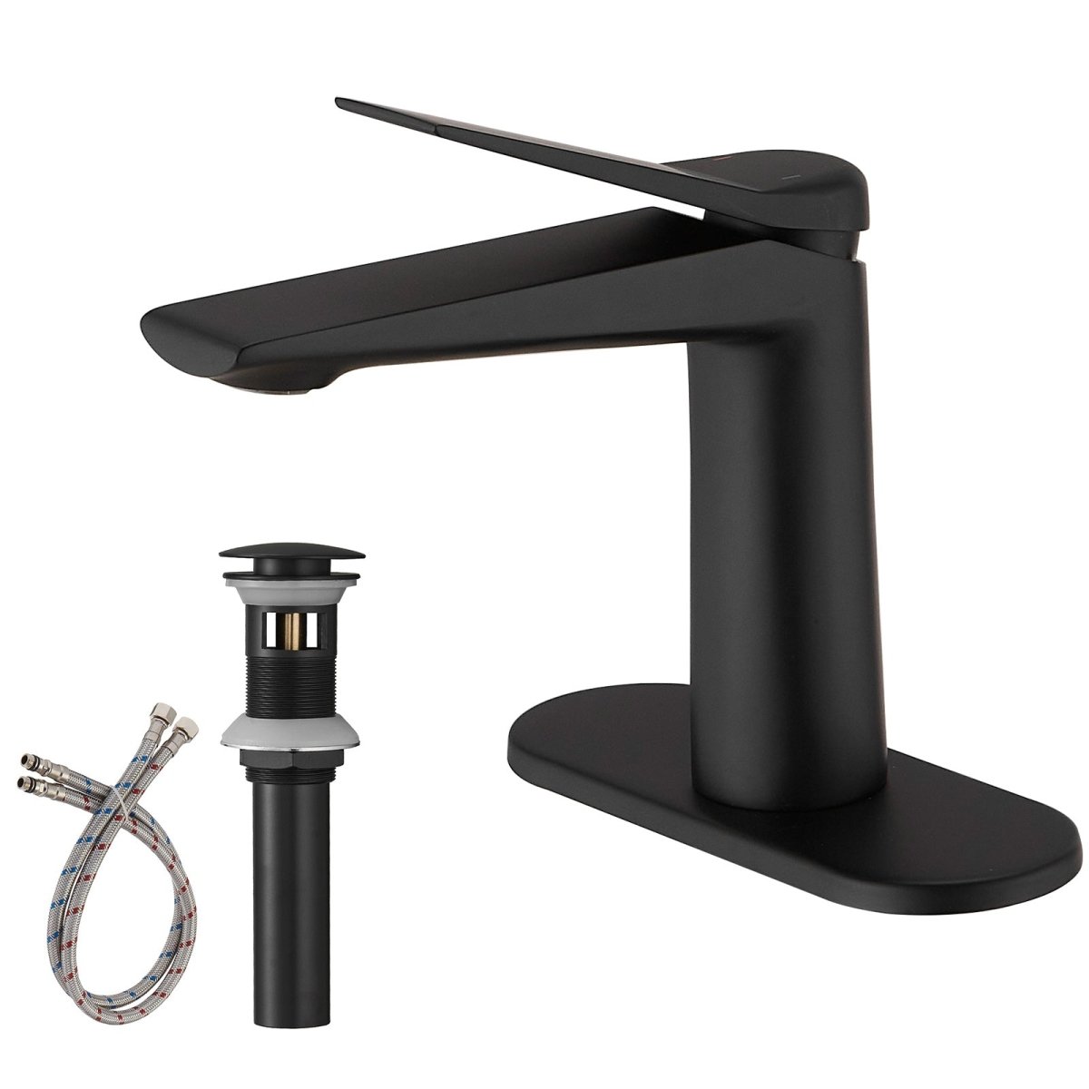 Single Handle Bathroom Sink Faucet with Pop Up Drain Black-1 - buyfaucet.com