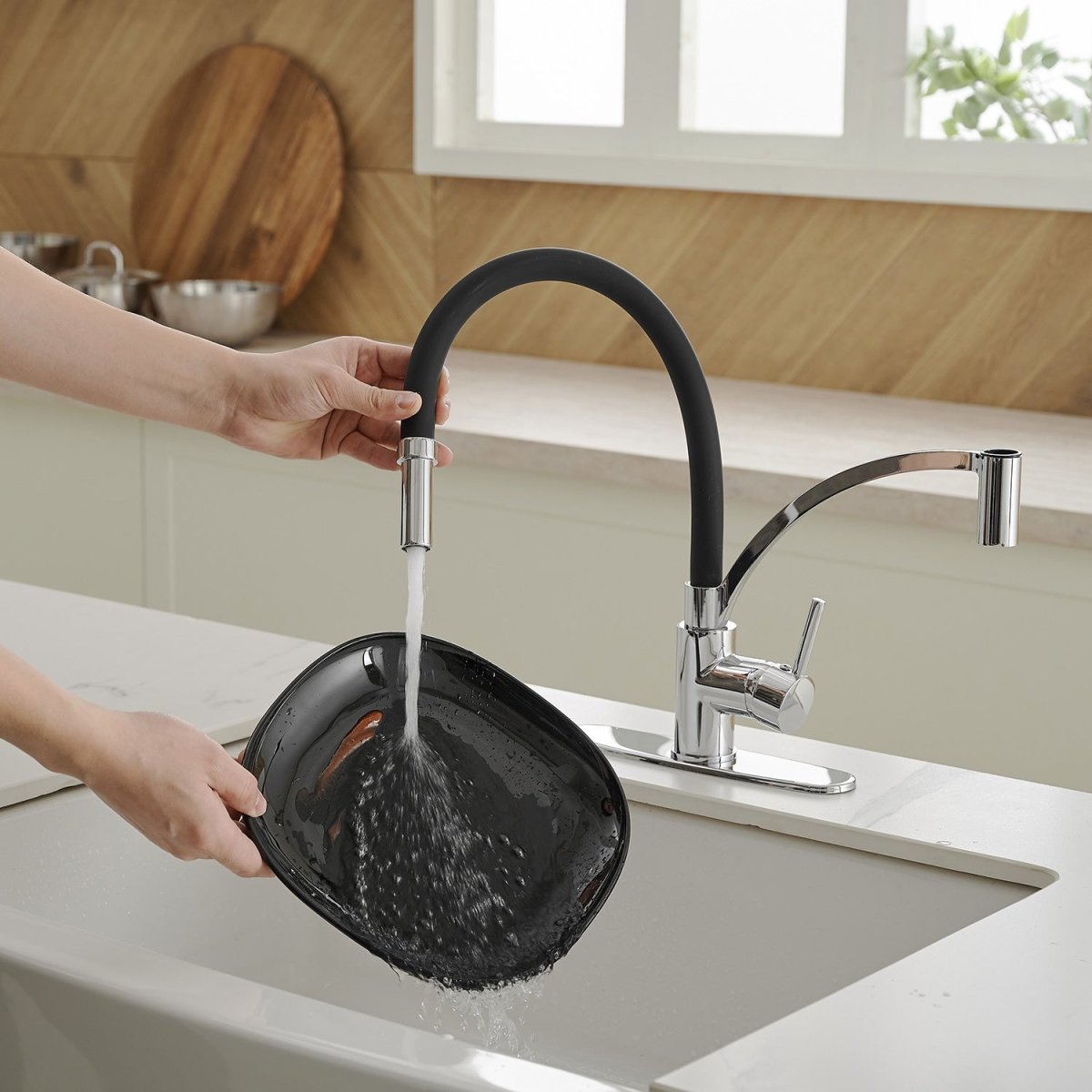 Single Handle Kitchen Faucet with Pull Down Sprayer Chrome - buyfaucet.com