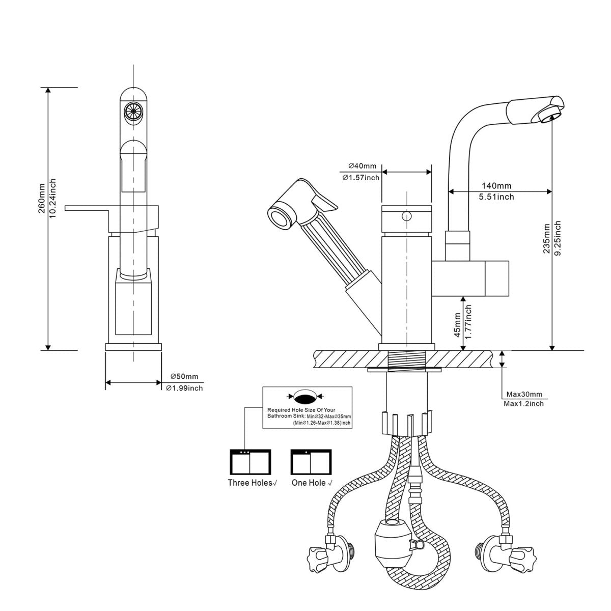 Single Handle Kitchen Faucet with Two Sprayers Black Chrome - buyfaucet.com