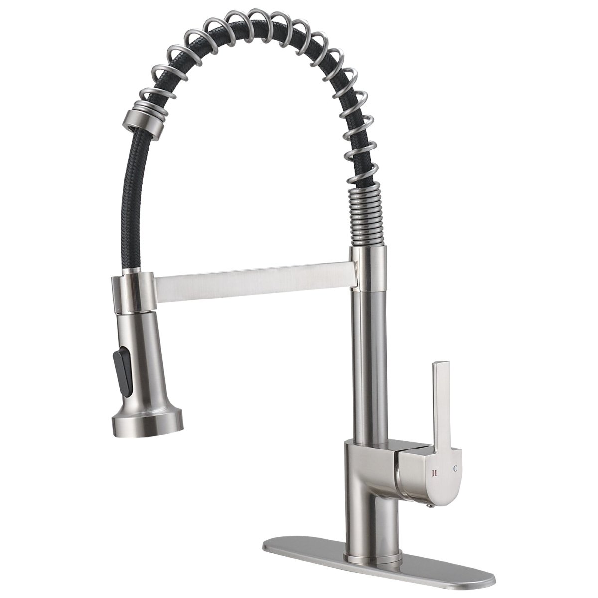 Single Handle Kitchen Sink Faucet with Pull Down Sprayer Nickel - buyfaucet.com