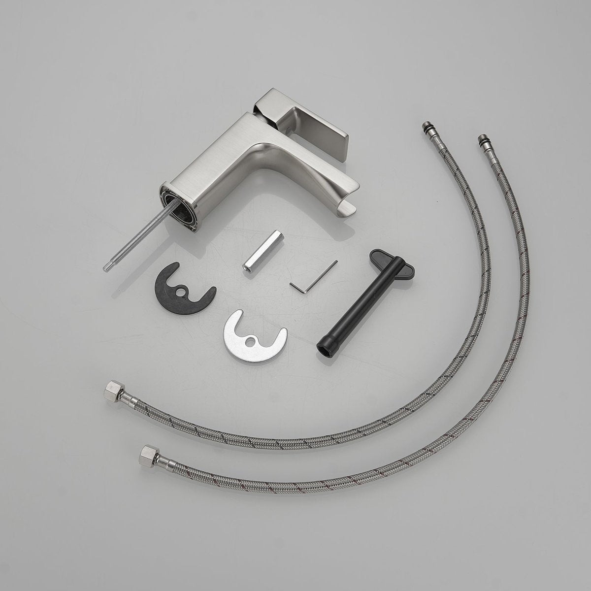Single Handle Low-Arc Modern Bathroom Faucet Brushed Nickel - buyfaucet.com