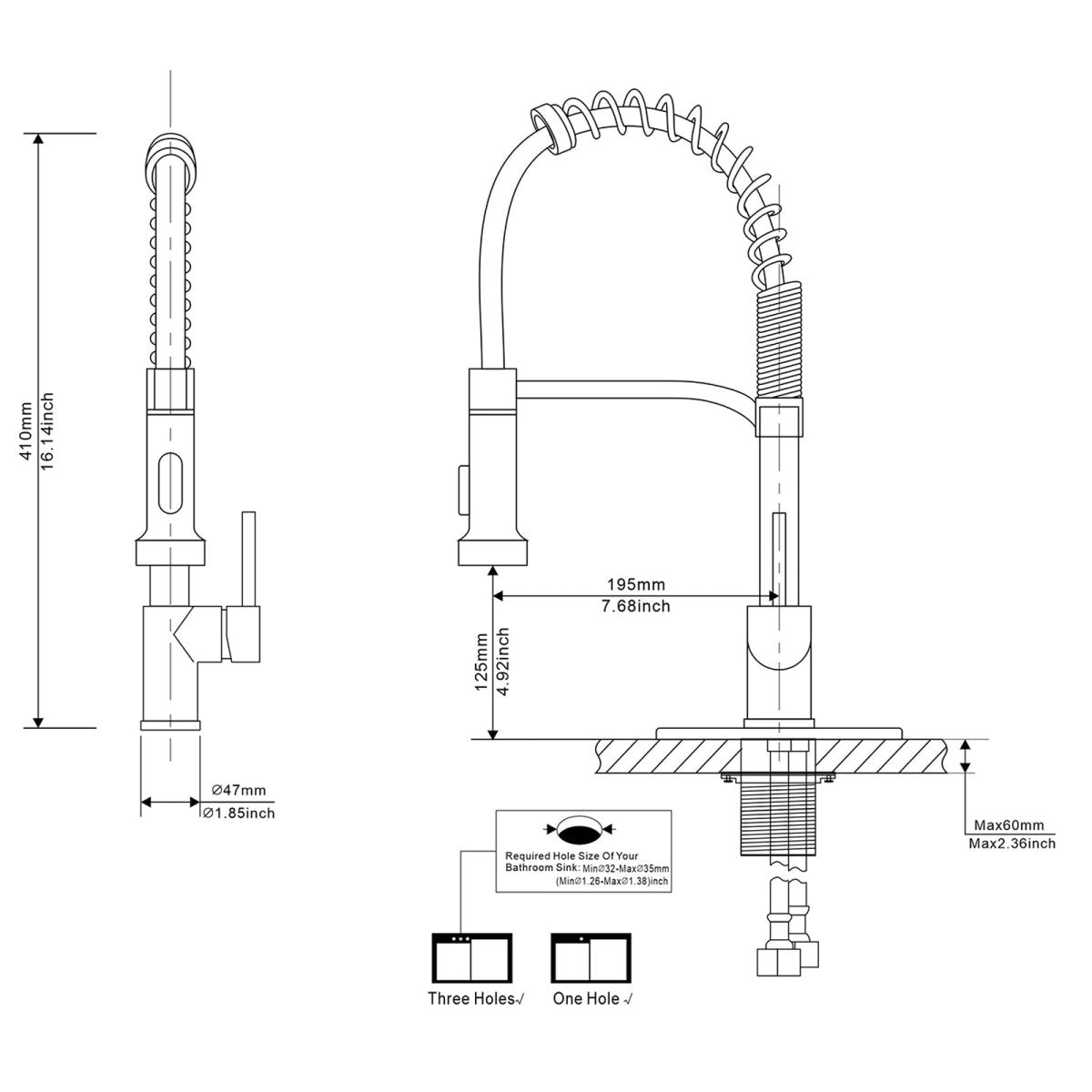 Single Handle Pull Down Kitchen Faucet with Deck Plate Black - buyfaucet.com