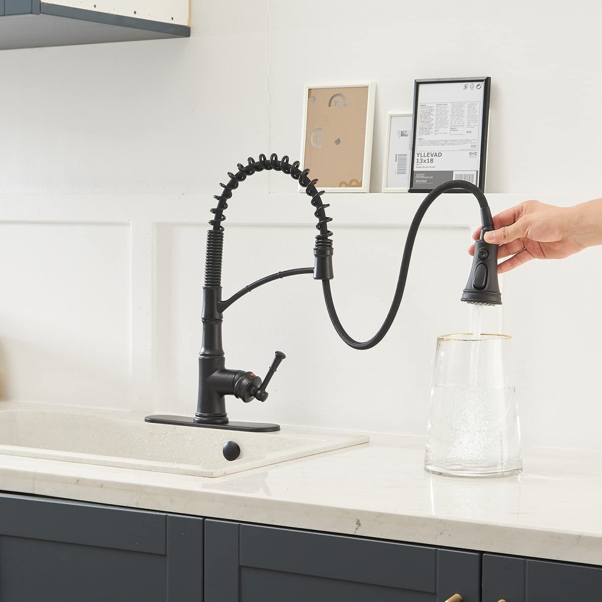 Single-Handle Pull-Down Sprayer 3 Spray Kitchen Faucet Black - buyfaucet.com