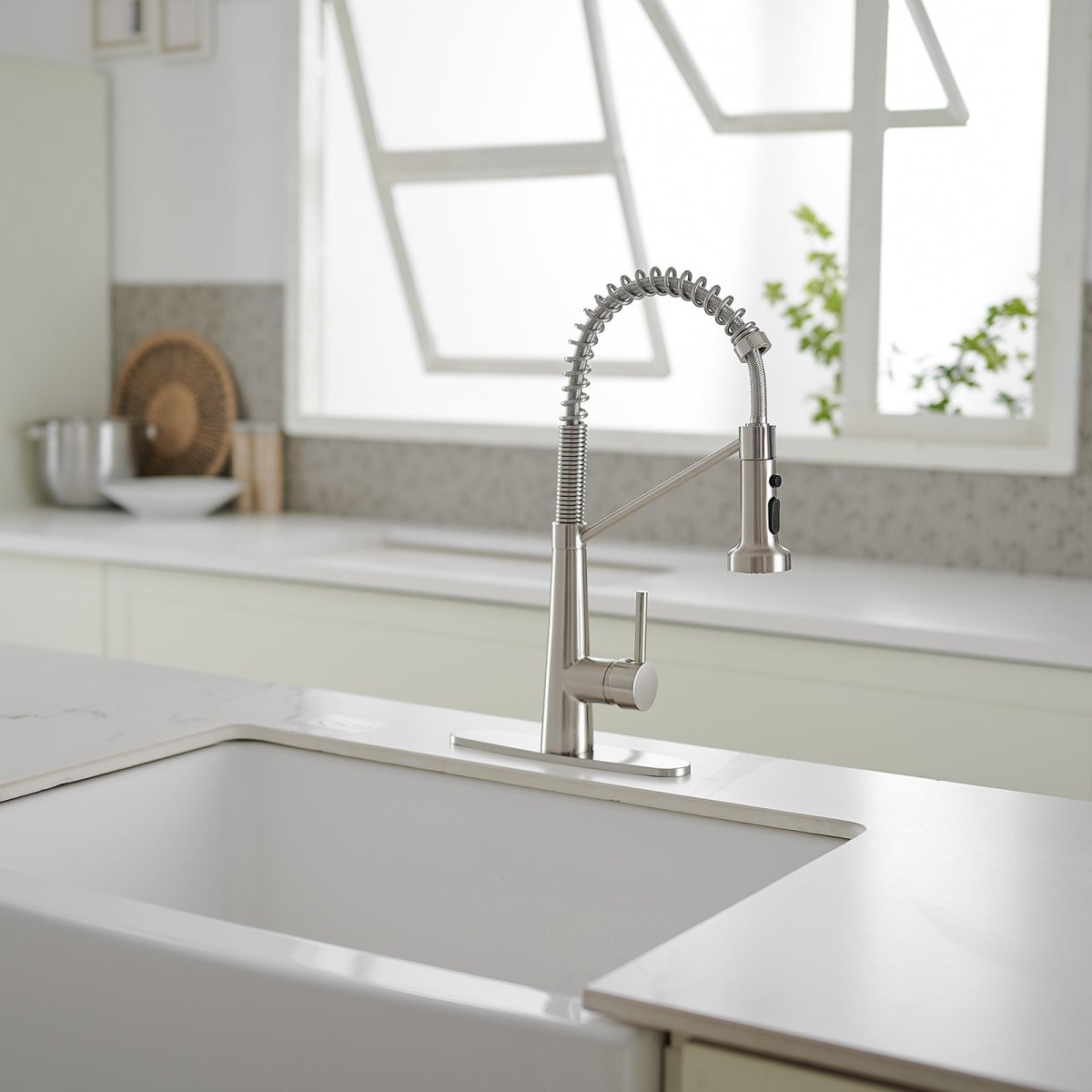 Single-Handle Pull-Down Sprayer High Arc Kitchen Faucet Nickel - buyfaucet.com