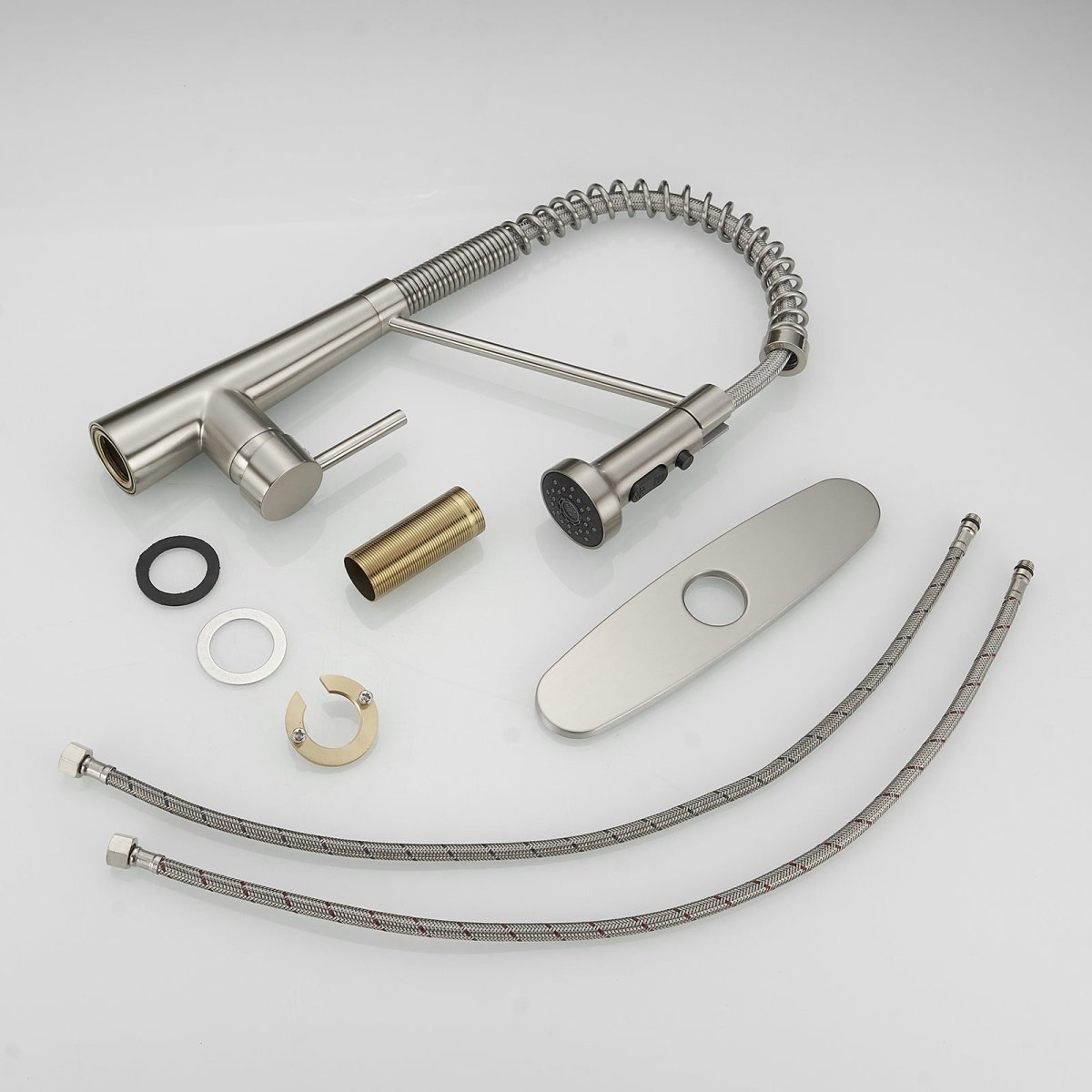 Single-Handle Pull-Down Sprayer High Arc Kitchen Faucet Nickel - buyfaucet.com