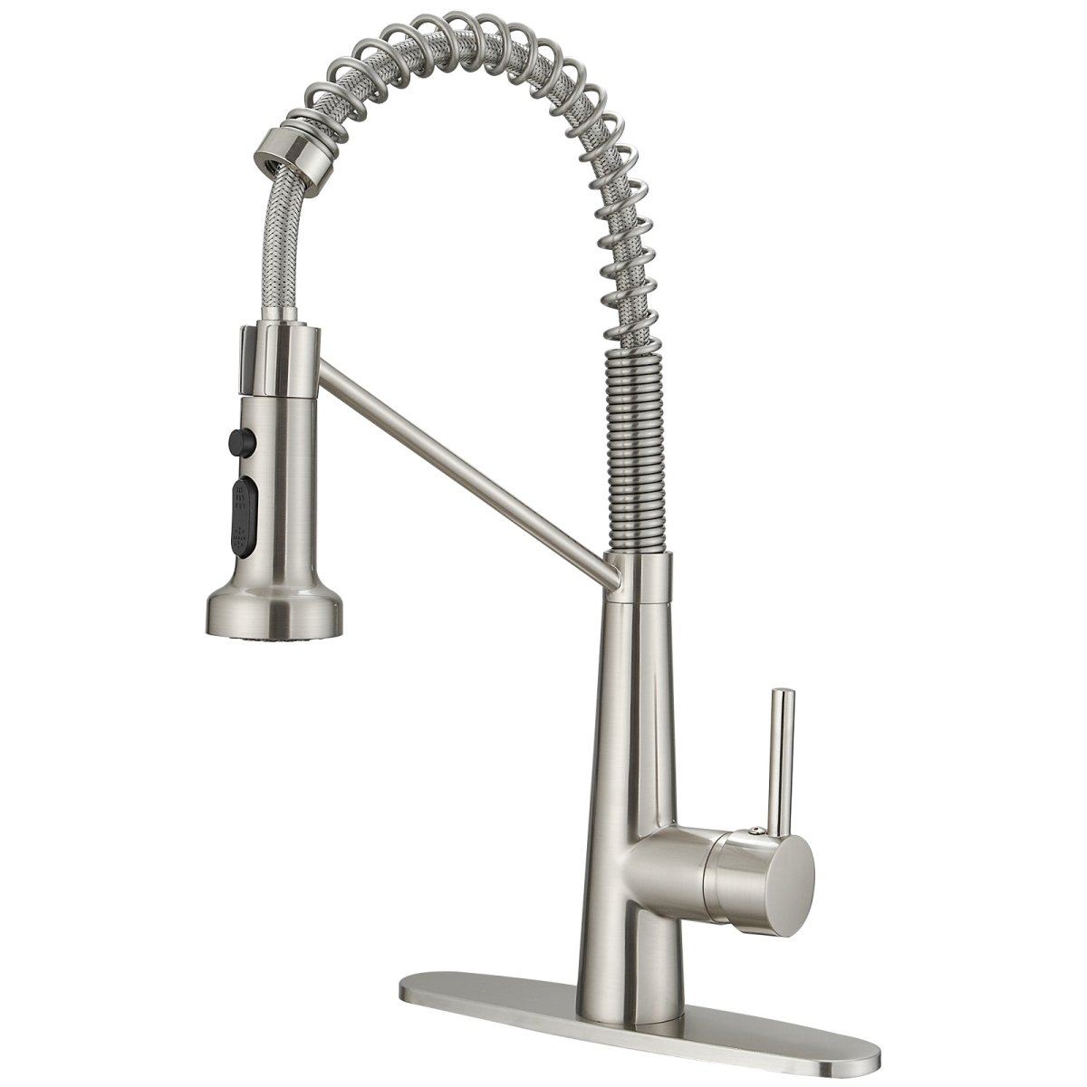 Single-Handle Pull-Down Sprayer High Arc Kitchen Faucet Nickel - buyfaucet.com