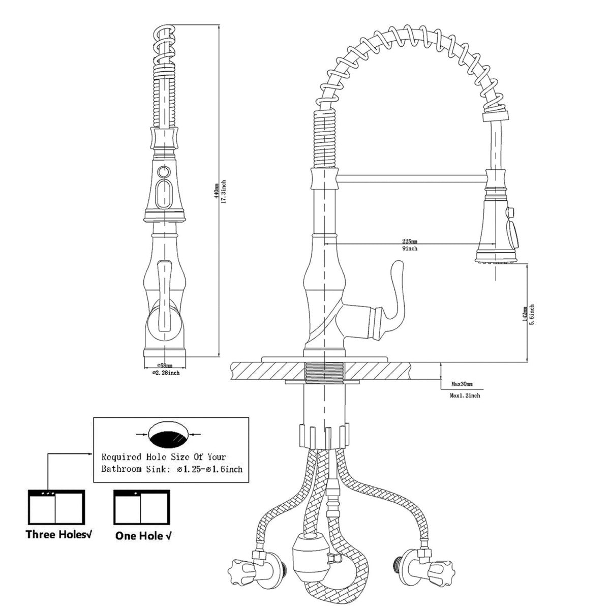 Single-Handle Pull-Down Sprayer Kitchen Faucet Black & Gold - buyfaucet.com