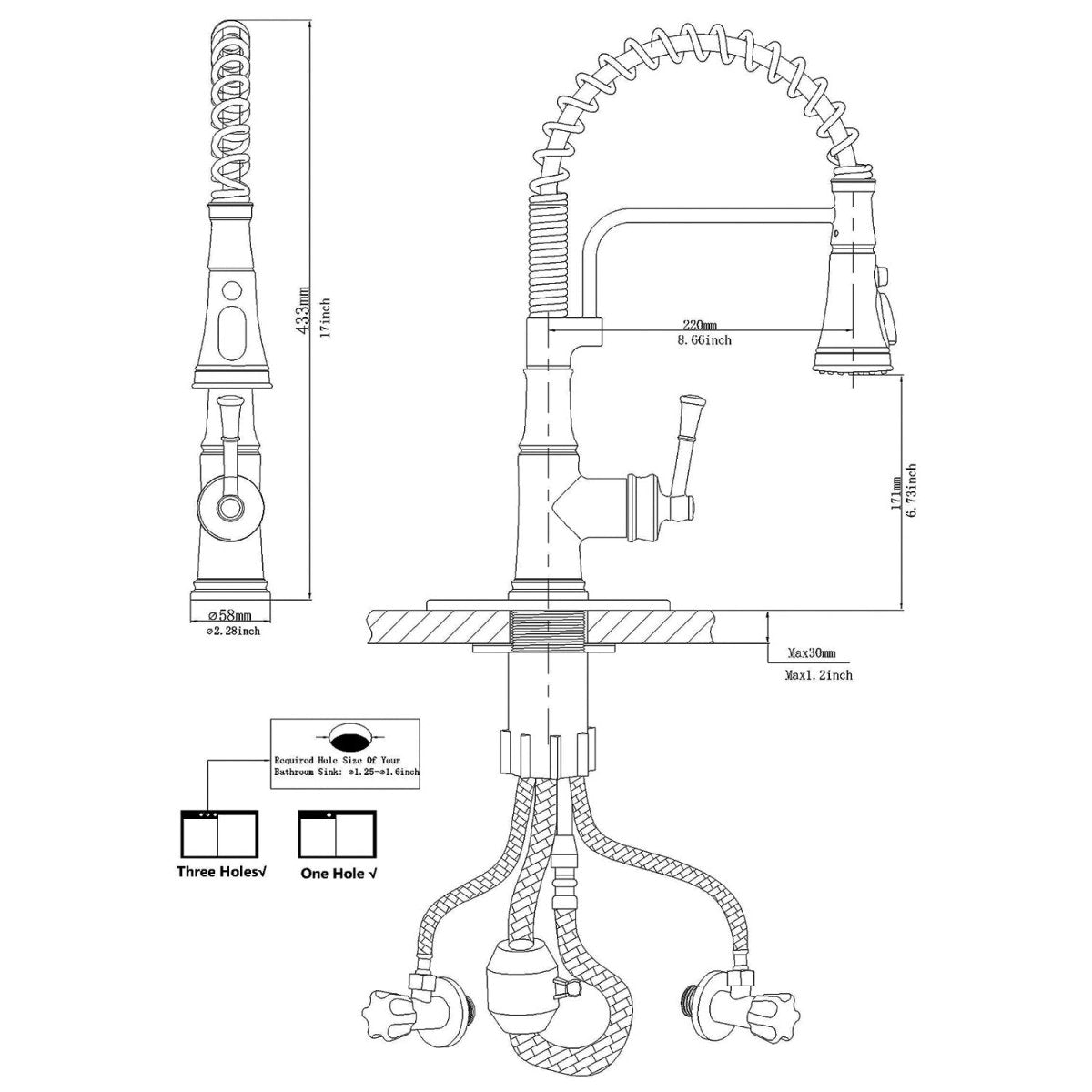 Single-Handle Pull-Down Sprayer Kitchen Faucet Matte Black - buyfaucet.com