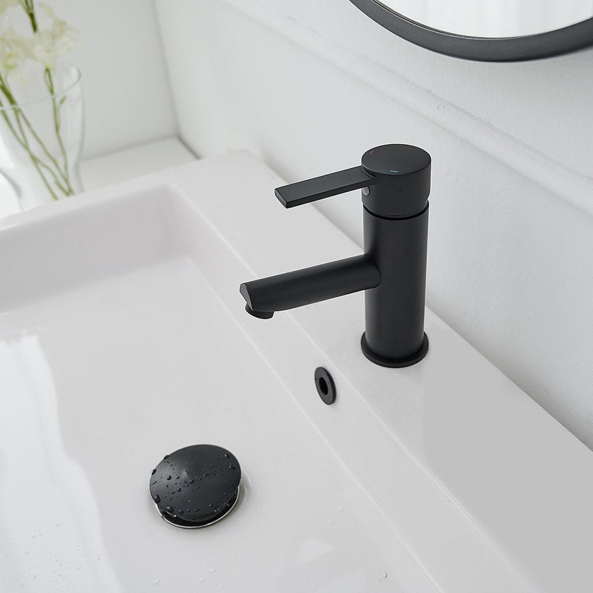 Single Handle Single Hole Bathroom Faucet in Matte Black - buyfaucet.com