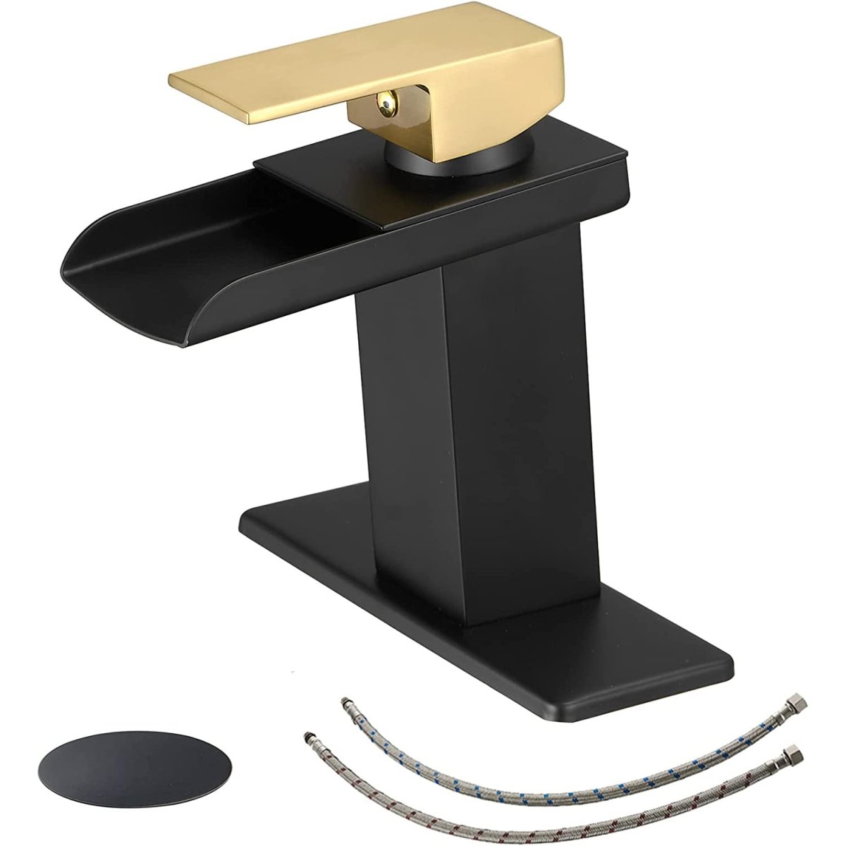Single Handle Single Hole Bathroom Faucet Matte Black & Gold - buyfaucet.com