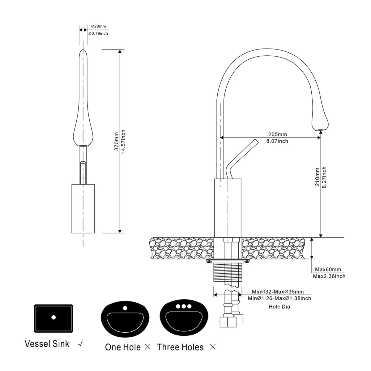 Single Handle Single Hole High Arc Bathroom Faucet Black - buyfaucet.com
