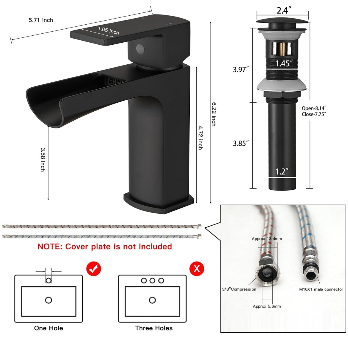Single Handle Single Hole Low-Arc Bathroom Faucet Black - buyfaucet.com