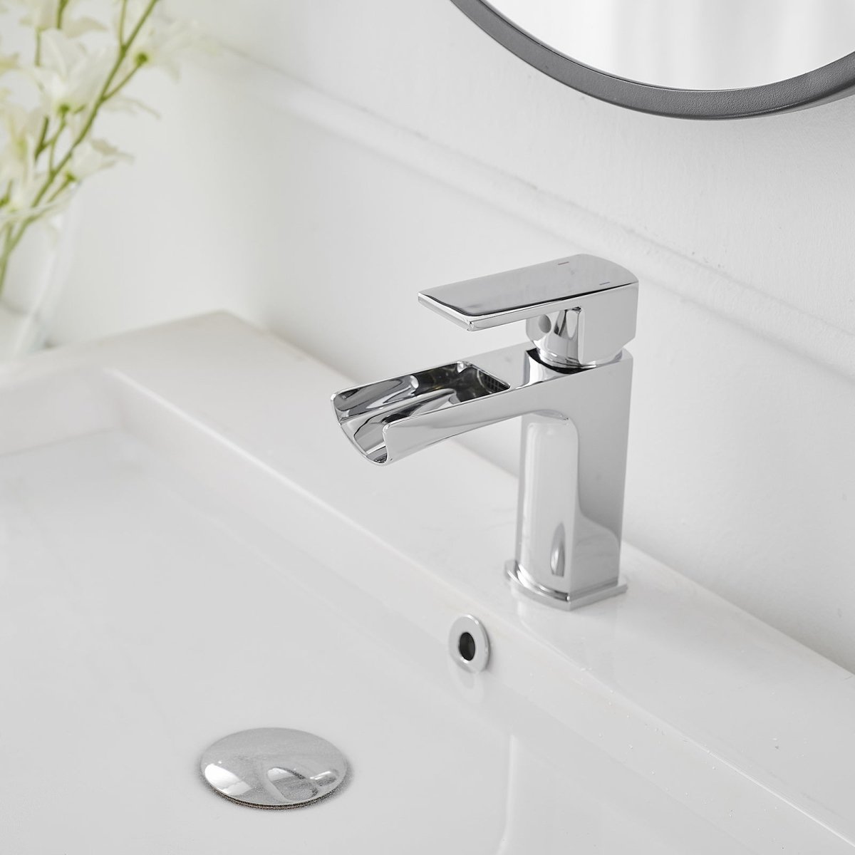 Single Handle Single Hole Low-Arc Bathroom Faucet Chrome - buyfaucet.com