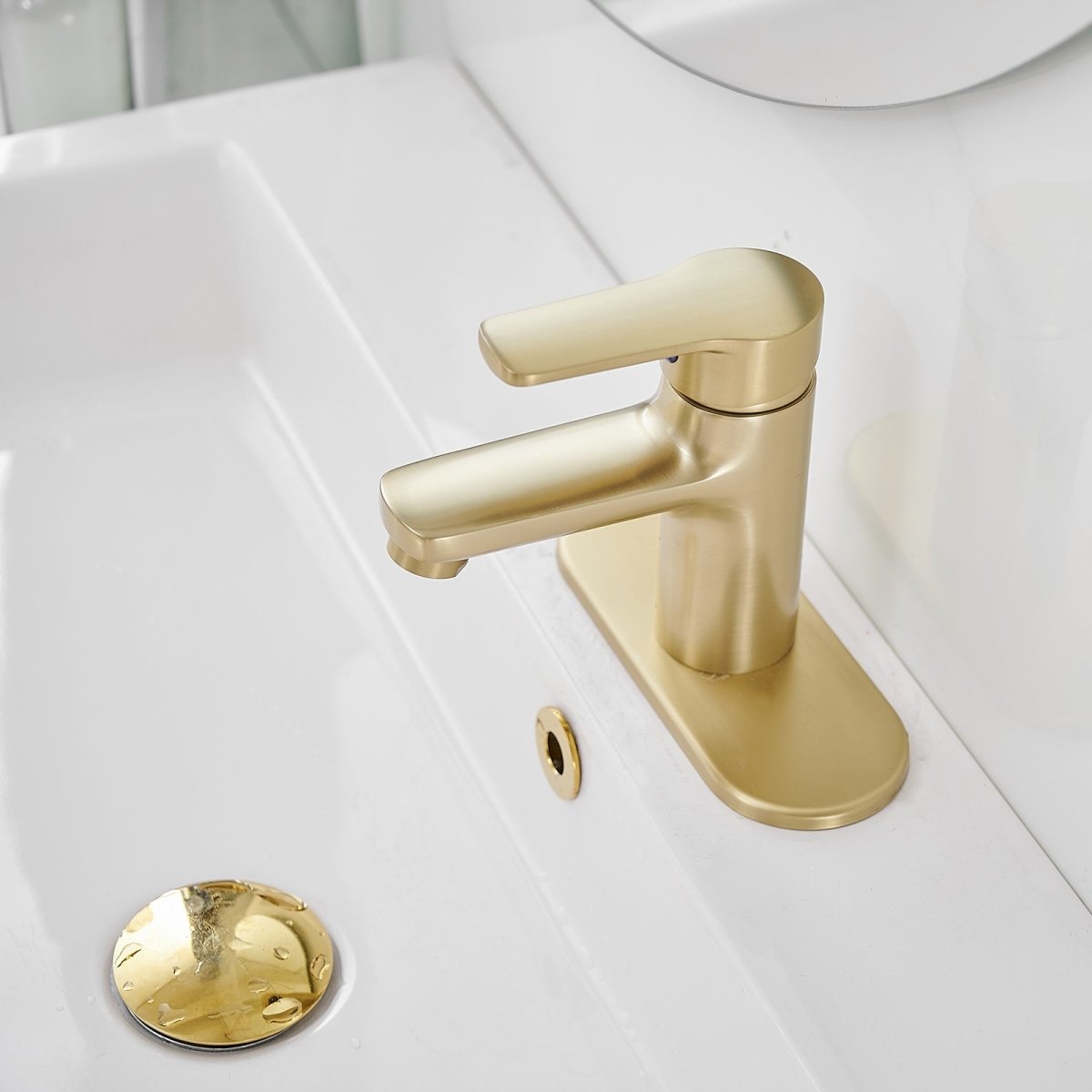 Single Handle Single Hole Low-Arc Vanity Bathroom Faucet Gold - buyfaucet.com