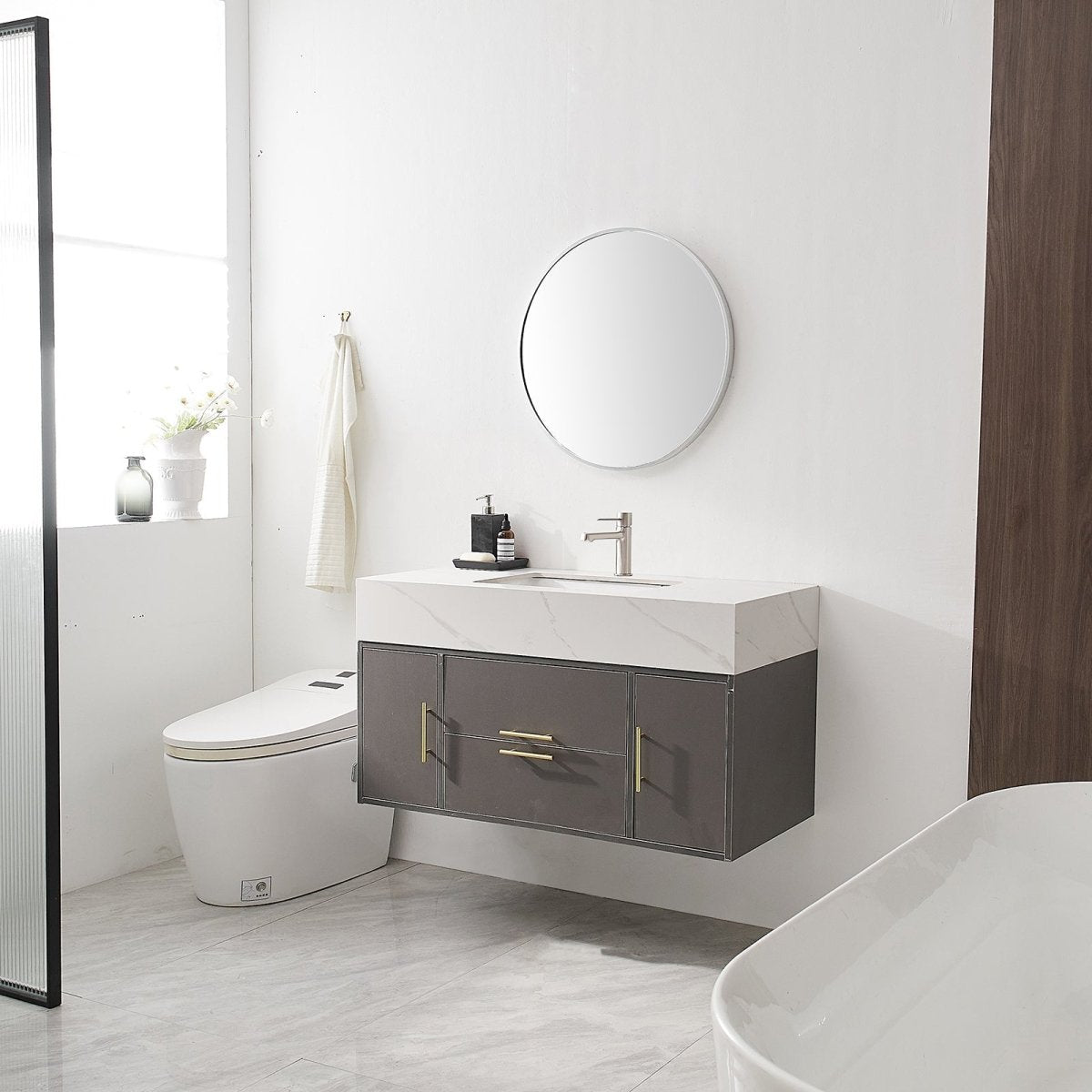 Single Handle Single Hole Modern Bathroom Faucet Brushed Nickel-1 - buyfaucet.com