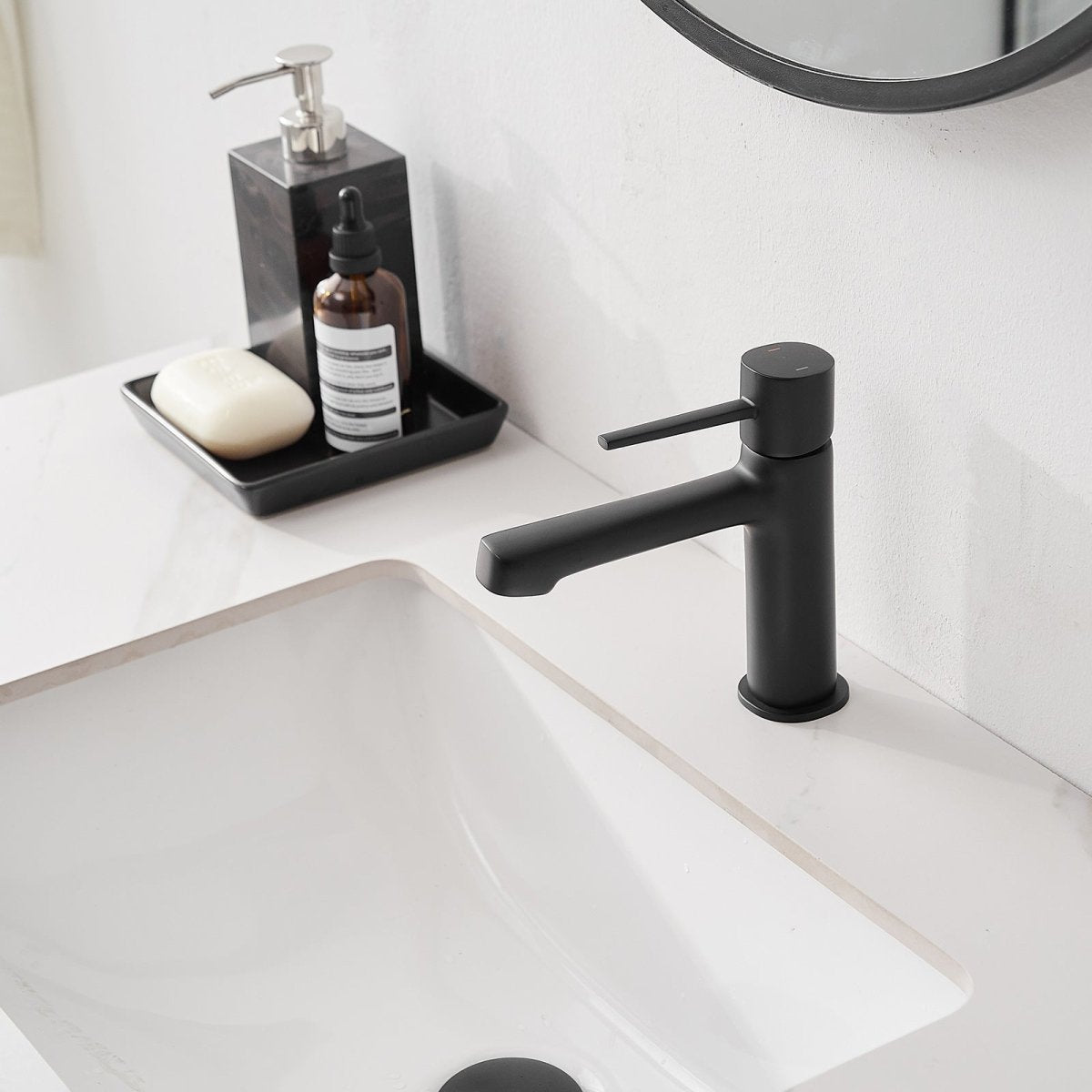 Single Handle Single Hole Modern Bathroom Faucet Matte Black-1 - buyfaucet.com