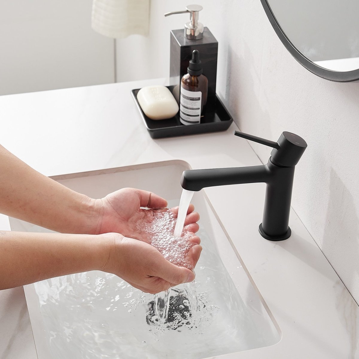 Single Handle Single Hole Modern Bathroom Faucet Matte Black-1 - buyfaucet.com