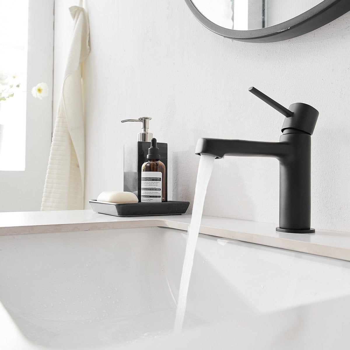 Single Handle Single Hole Modern Bathroom Faucet Matte Black - buyfaucet.com