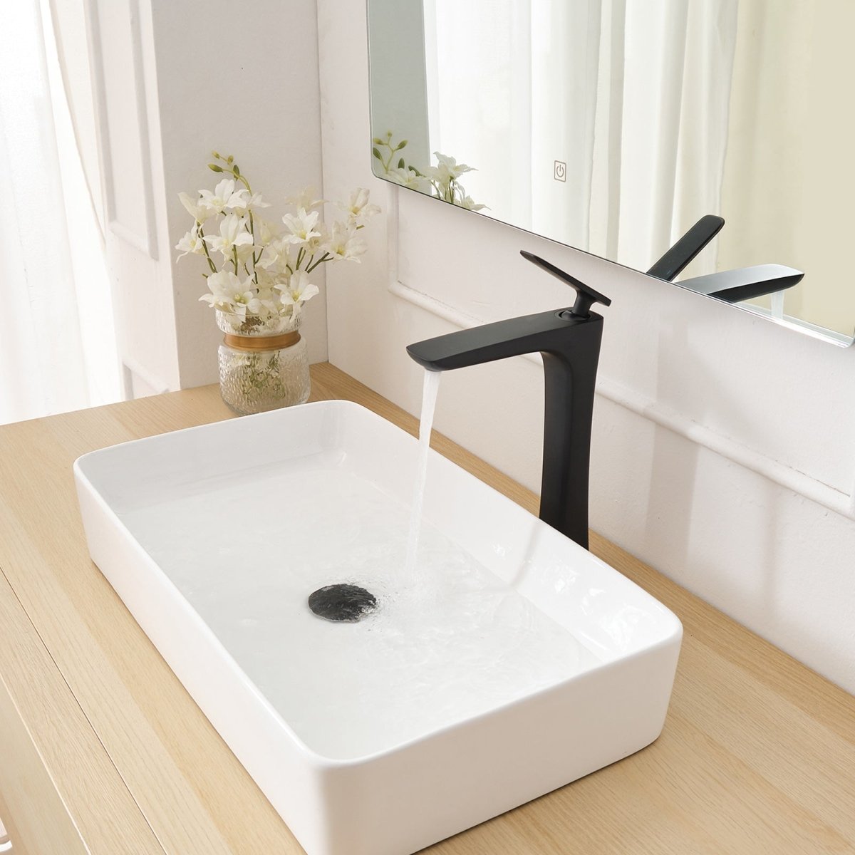 Single Handle Tall Bowl Bathroom Vessel Sink Faucet Black - buyfaucet.com