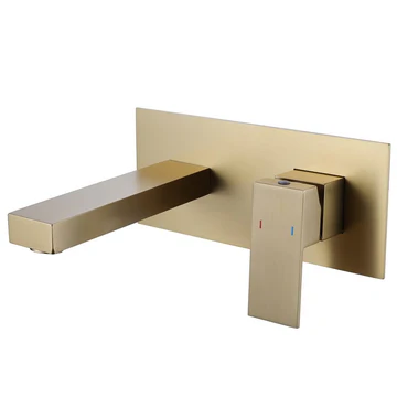 Single-Handle Wall Mount Bathroom Faucet Brushed Gold - buyfaucet.com