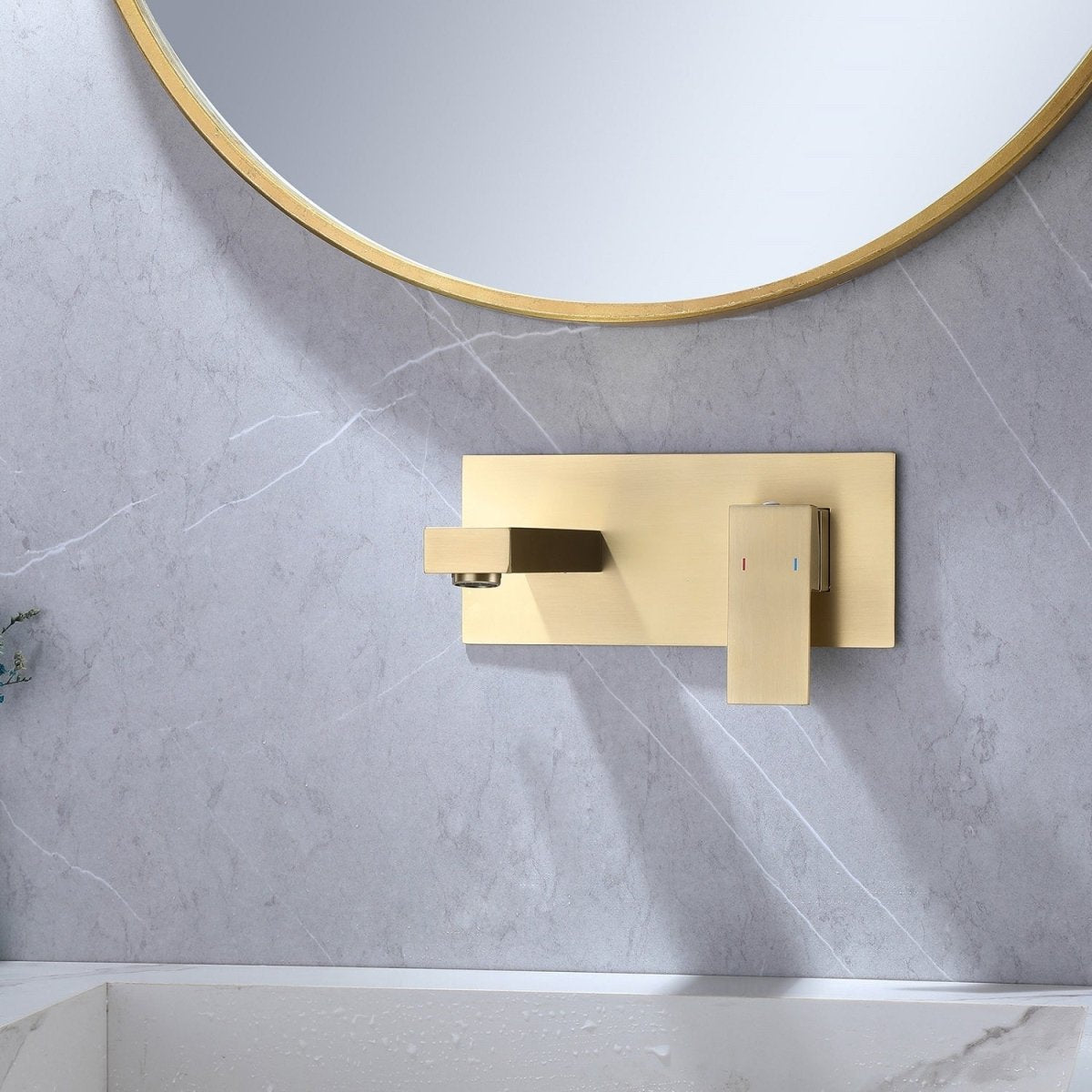 Single-Handle Wall Mount Bathroom Faucet Brushed Gold - buyfaucet.com