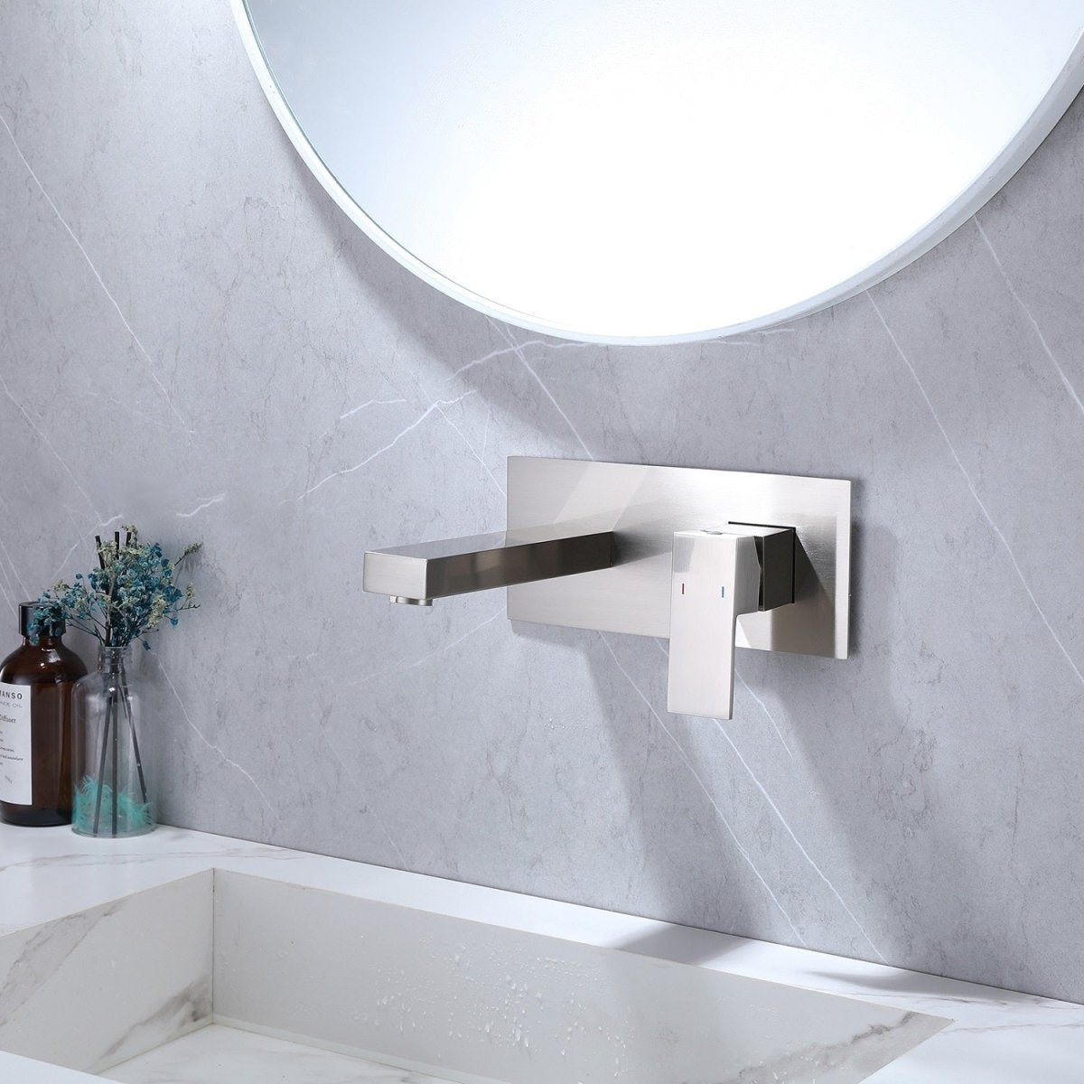 Single-Handle Wall Mount Bathroom Faucet Brushed Nickel - buyfaucet.com