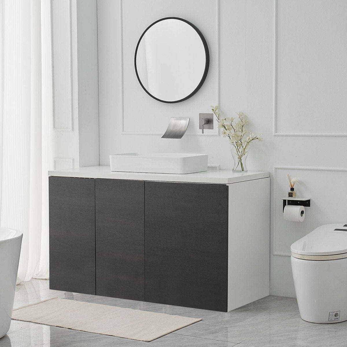 Single Handle Wall Mount Bathroom Faucet Brushed Nickel - buyfaucet.com