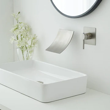 Single Handle Wall Mount Bathroom Faucet Brushed Nickel - buyfaucet.com
