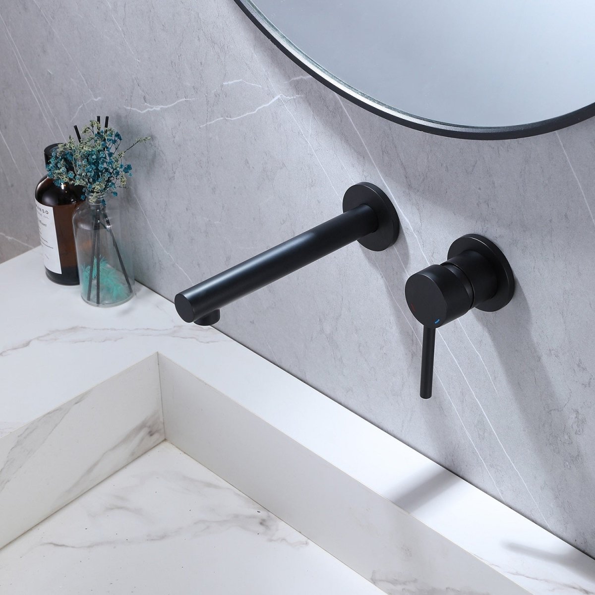 Single-Handle Wall Mount Bathroom Faucet in Matte Black - buyfaucet.com