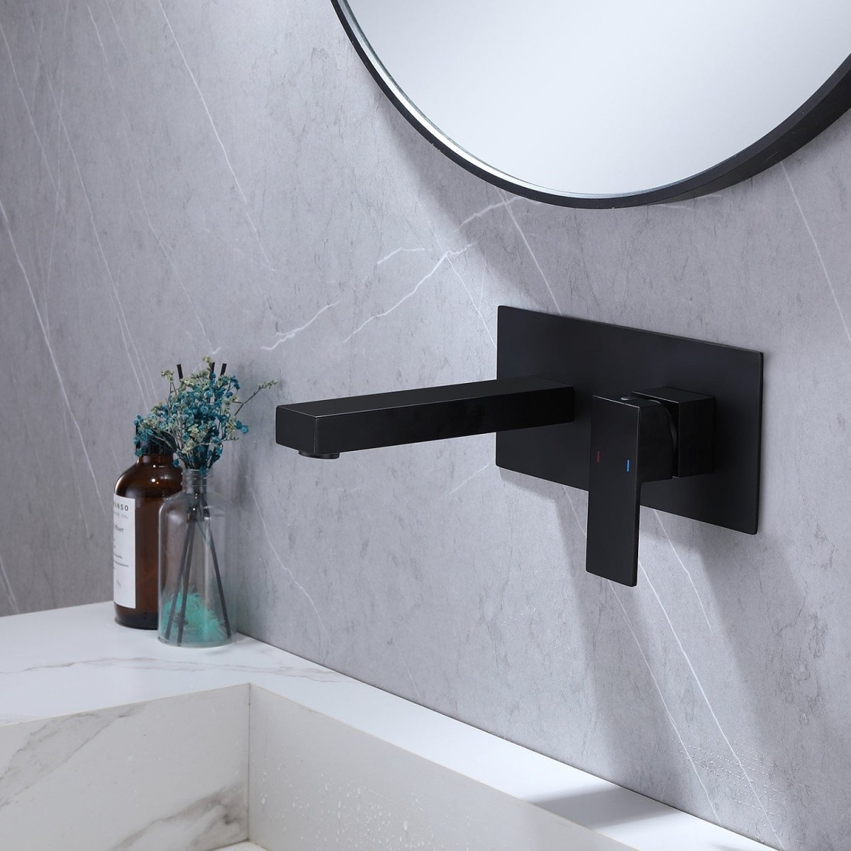 Single-Handle Wall Mount Bathroom Faucet Matte Black - buyfaucet.com