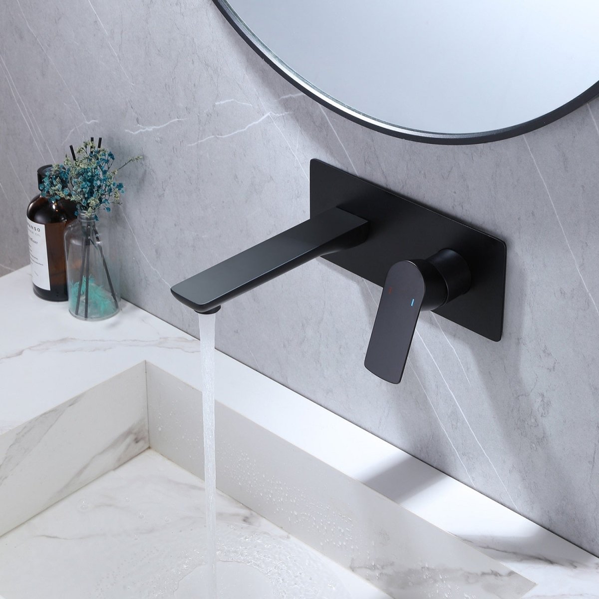 Single-Handle Wall Mount Bathroom Faucet Matte Black - buyfaucet.com