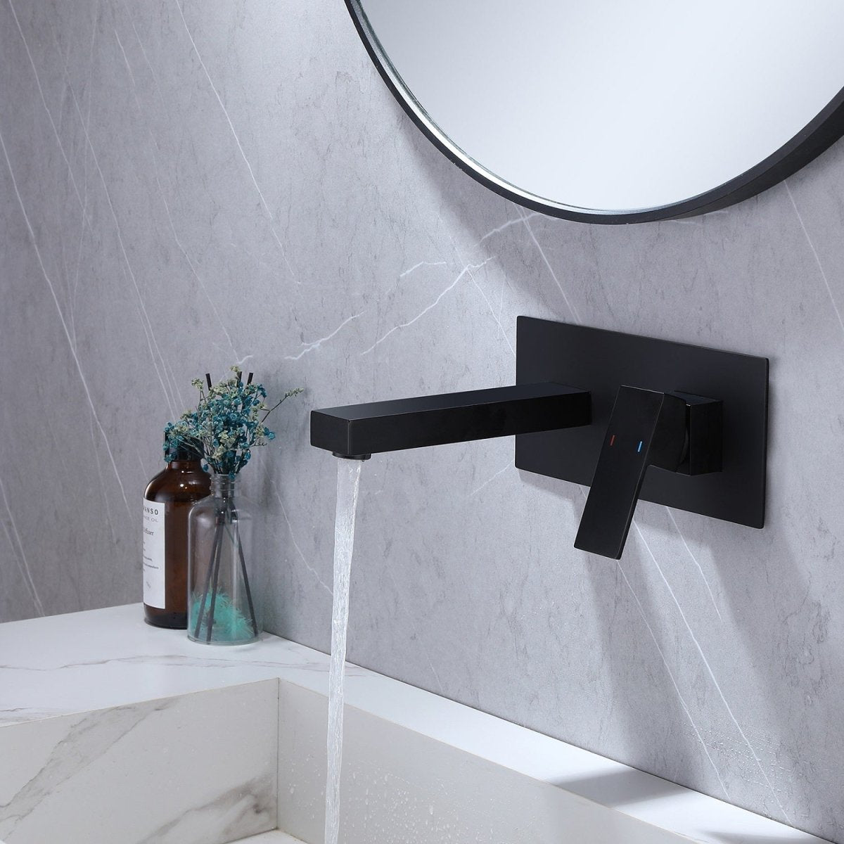 Single-Handle Wall Mount Bathroom Faucet Matte Black - buyfaucet.com
