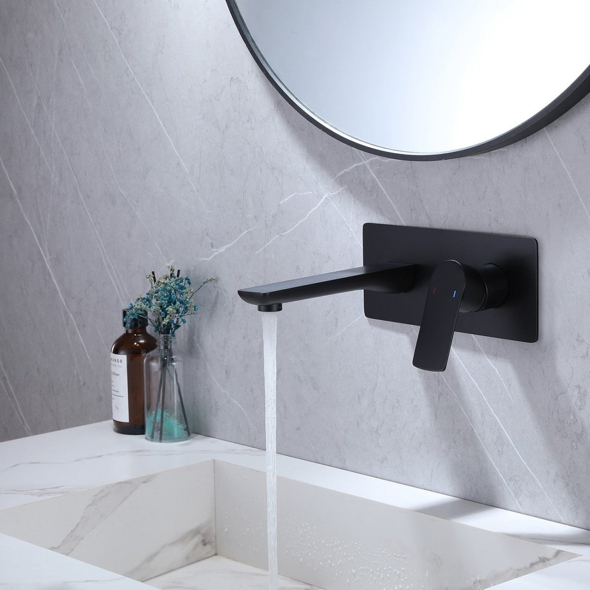 Single-Handle Wall Mount Bathroom Faucet Matte Black - buyfaucet.com