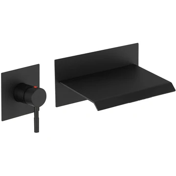 Single Handle Wall Mount Spout Waterfall Bathroom Faucet Black - buyfaucet.com