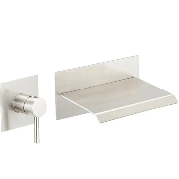 Single Handle Wall Mount Spout Waterfall Bathroom Faucet Nickel - buyfaucet.com