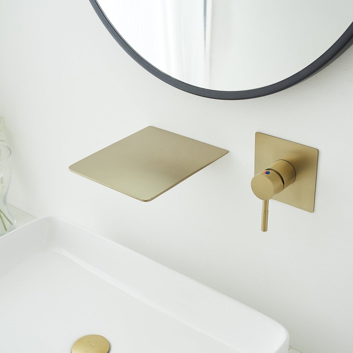 Single Handle Wall Mount Waterfall Bathroom Faucet Brushed Gold - buyfaucet.com