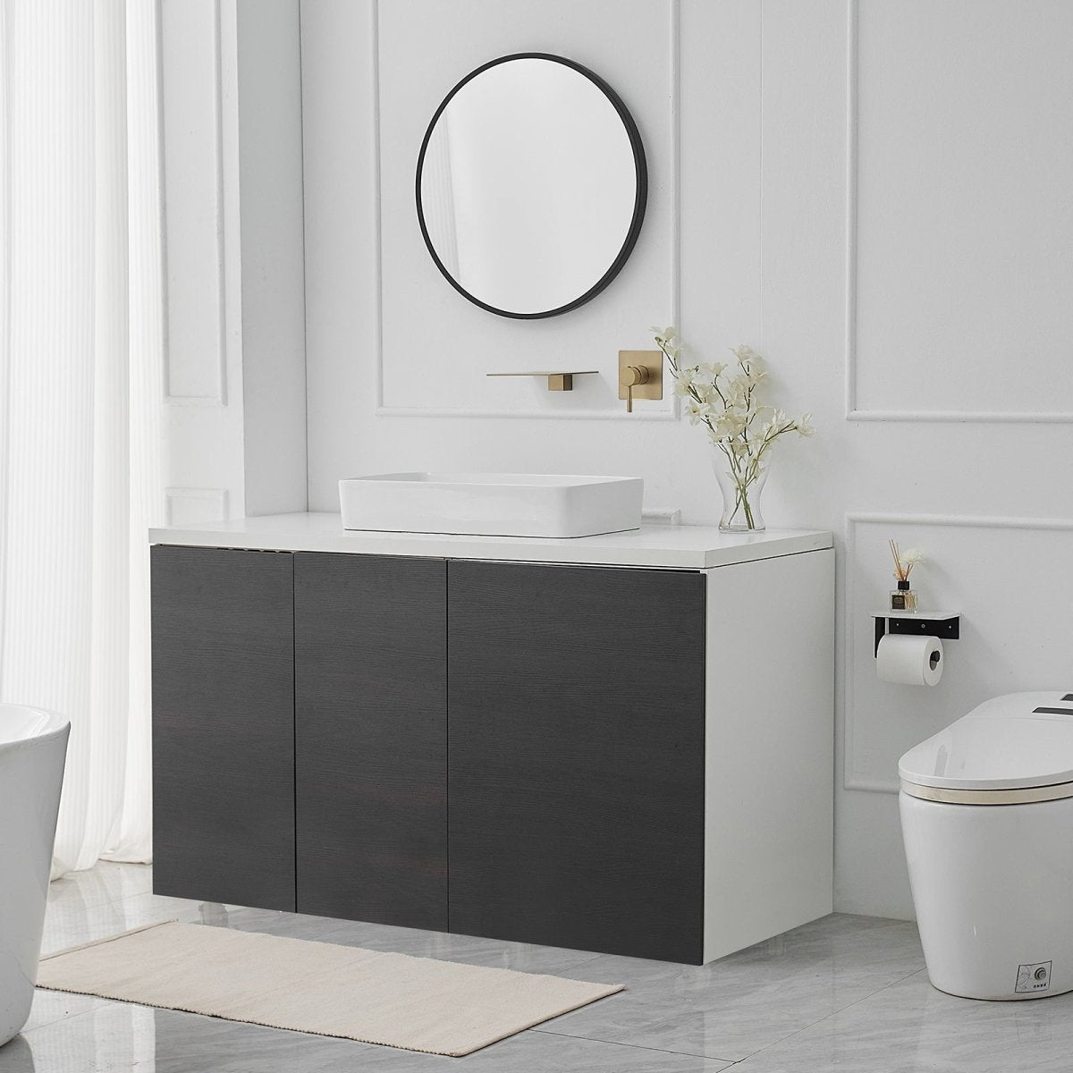 Single Handle Wall Mount Waterfall Bathroom Faucet Brushed Gold - buyfaucet.com