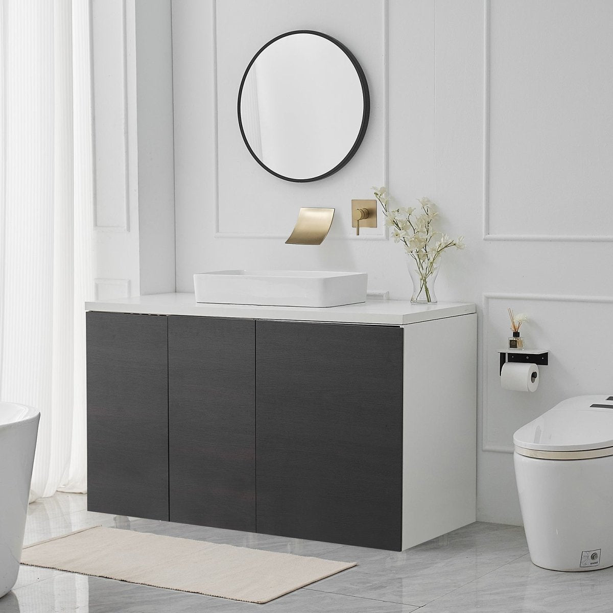 Single Handle Wall Mount Waterfall Bathroom Faucet Brushed Gold - buyfaucet.com