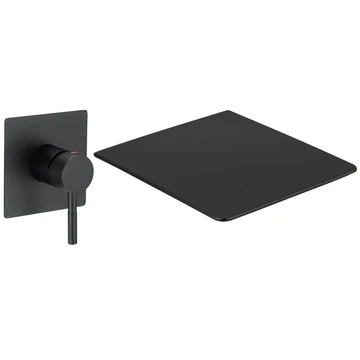 Single Handle Wall Mount Waterfall Bathroom Faucet Matte Black - buyfaucet.com